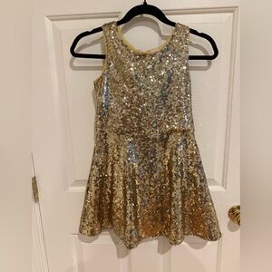 Gold Sequin Sleeveless Dress- Girls- Gap- size 8